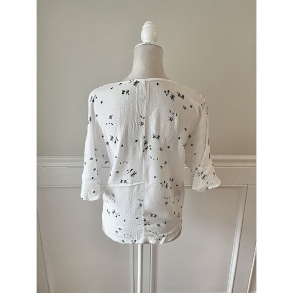 G/F Collection Black & White V-Neck Short Sleeve Blouse XS - Picture 3 of 4